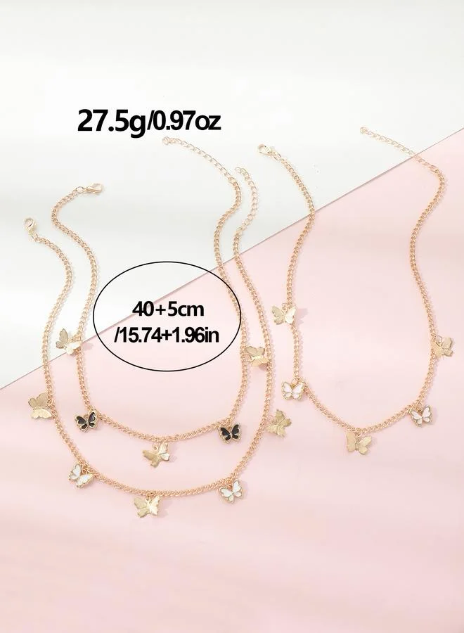 Take Two  Pack of 3 - Girls Multi-Color Butterfly Charm Necklaces for Women | Best Price UAE