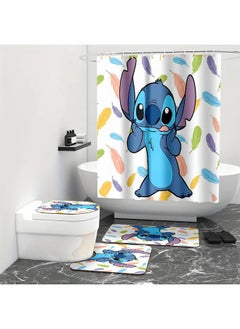 Bluejw Cross-border Stilla Shower Curtain Four-piece Waterproof Mildew Partition Curtain Star Baby Non-slip Mat  - Image 3