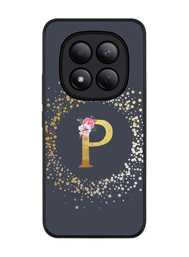 For Xiaomi Redmi Note 15 Pro 4G Case,Slim fit Camera Protection, Shockproof Thin Phone cover  - Custom Monogram Floral - P  (Grey )