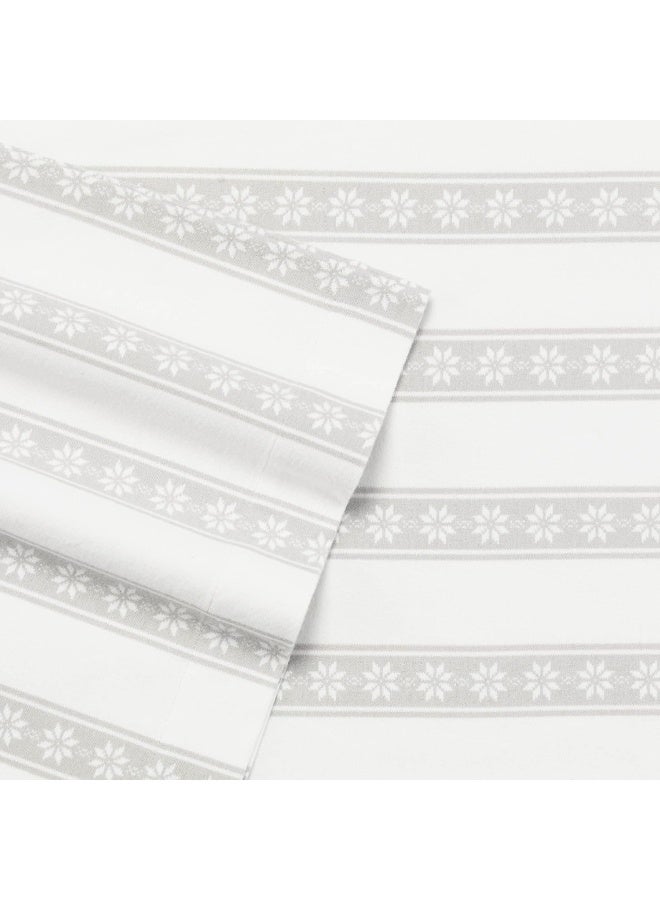 Eddie Bauer - Queen Sheets, Cotton Flannel Bedding Set, Brushed For Extra Softness, Cozy Home Decor (Snowflake Fair Isle, Queen) - Image 4