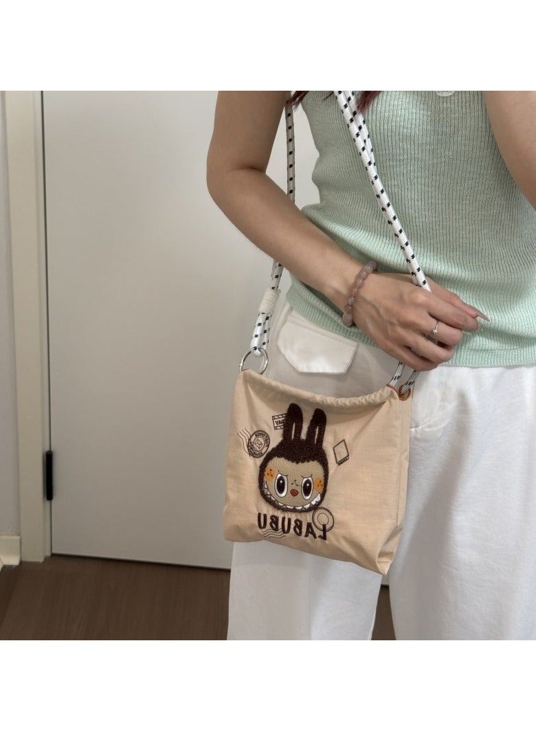 general Cute Labubu belt bag embroidered waterproof nylon crossbody bag versatile casual shoulder bag everyday tote  - Image 1