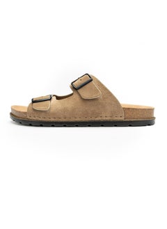 AL-WAHA AL-ZHABIA Men's Genuine Leather Khaki Sandals - Breathable PU Sole, Anti-Slip Design, Durable for Desert Climate & Daily Wear(41)  - Image 1