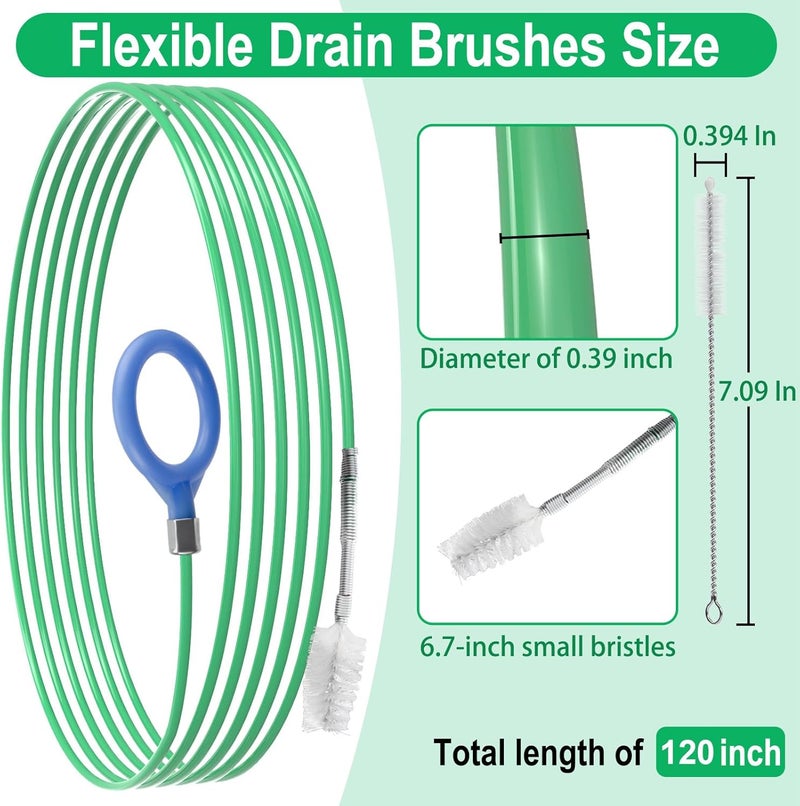 ecocstm Auto Sunroof Drain Cleaning Tool, 118 Inch Flexible Tube Cleaning Brush, Flexible Drain Brush Extra Long Pipe Cleaners for Car, Car Drain Dredge Cleaning Scrub Brush for Drains, Sewers, Windshields - Image 2