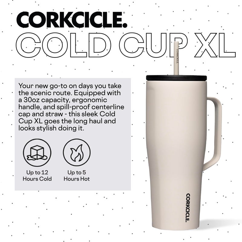 Corkcicle Cold Cup XL Insulated Tumbler with Handle  Lid  & Straw  Latte  30 oz - Reusable Cupholder Friendly Water Bottle Keeps Drinks Cold 12hrs - Image 2