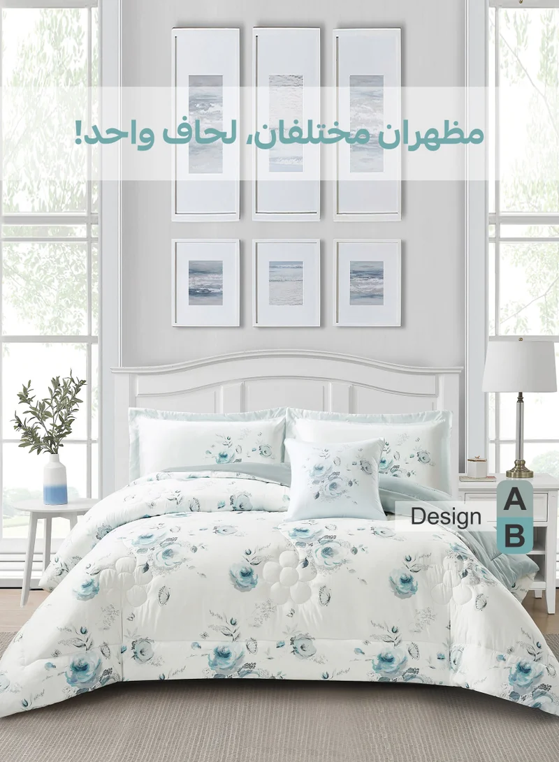 دوناتيلا طقم مفرش سرير 4 قطع مقاس مزدوج 250×230 سم يناسب سرير 200×200 سم , تطريز مشجر  انيق بطباعة رقمية مميزة , ماكيروفايبر فائق النعومة