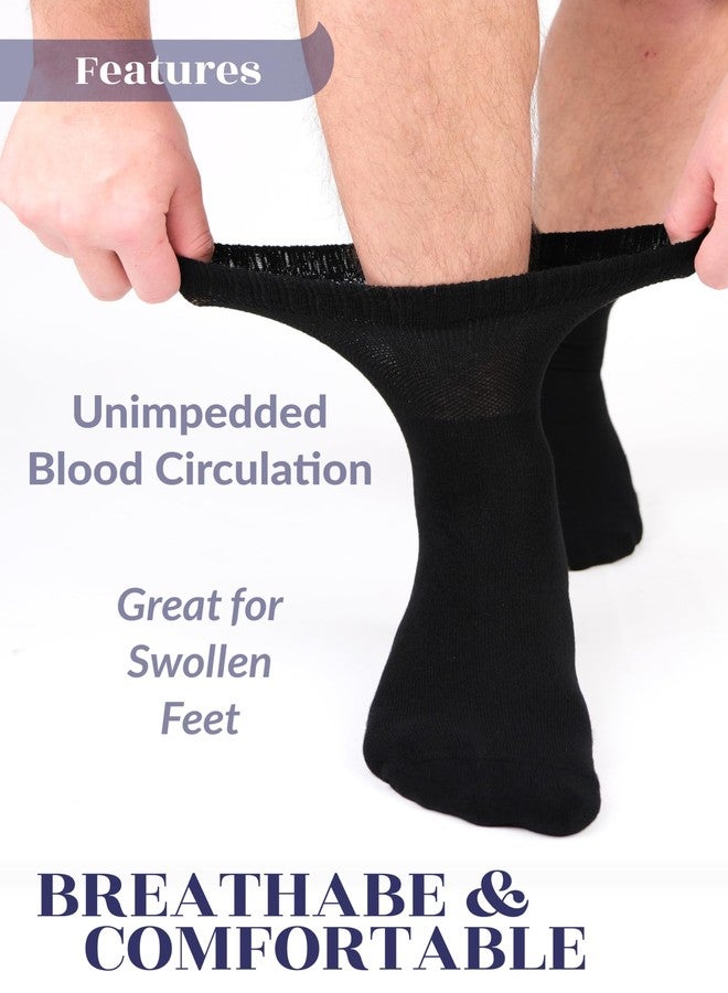 Hugh Ugoli Diabetic Socks for Men, Loose Ankle Socks Rayon, Extra-Wide, Thin, Seamless Toe and Non-Binding Top, 4 Pairs, Black, Shoe Size: 8-11 - Image 5