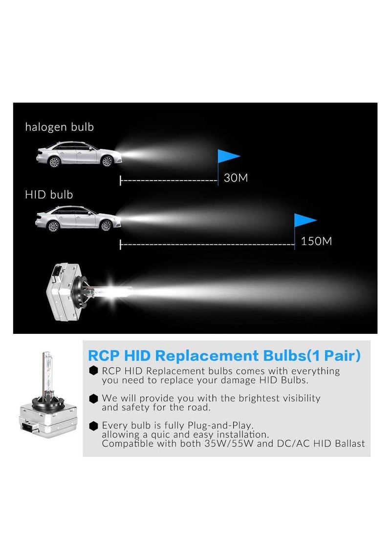 SYOSI D3S/D3R 6000K Xenon HID Replacement Bulb White Metal Stents Base 12V Car Headlight Lamps Head Lights 35W 1pair (D3S/D3R)  - Image 3
