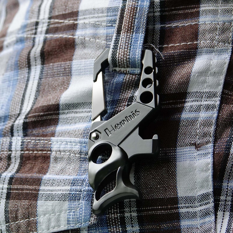 Hephis Skull Heavy Duty Key Chain Bottle Opener,Screwdriver,Unboxing tool,Carabiner Car Key Chains for Men and Women(Black) - Image 3