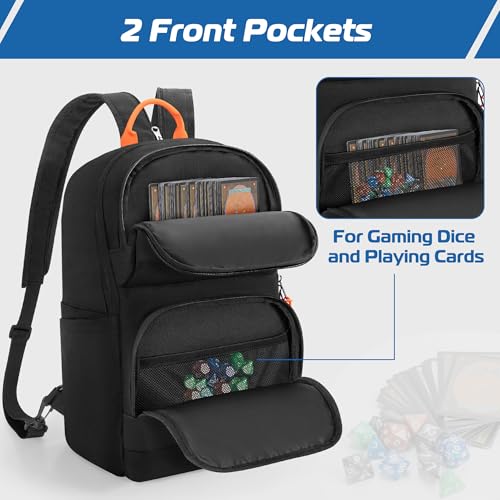 Rexmica Playmat Tube Backpack for 6pcs Playmats W14 x L24 Game Mat Tube Organizer Bag with Shoulder Strap Fit for MTG TCG Mat Portable Playmat Container with 2 Front Pockets for Card or Dice - Image 5