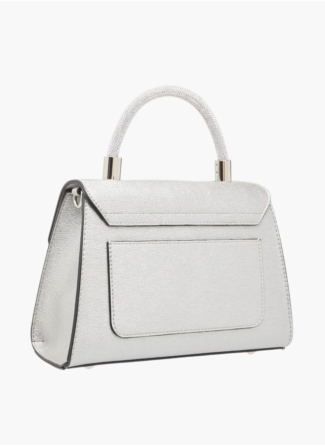 Le Confort Women Textured Satchel Bag with Detachable Strap and Flap Closure  - Image 3
