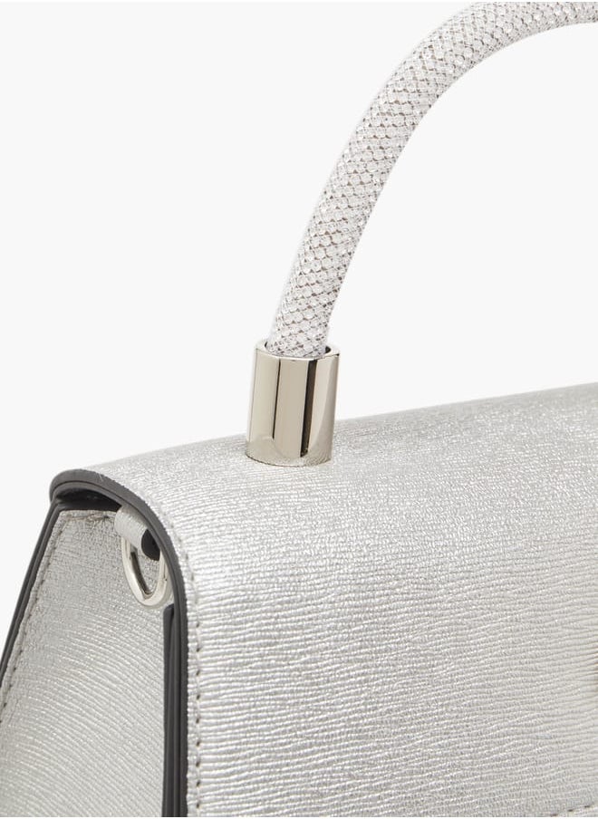 Le Confort Women Textured Satchel Bag with Detachable Strap and Flap Closure  - Image 5