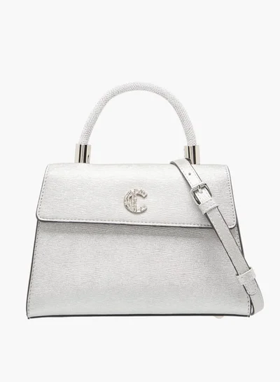 Le Confort Women Textured Satchel Bag with Detachable Strap and Flap Closure
