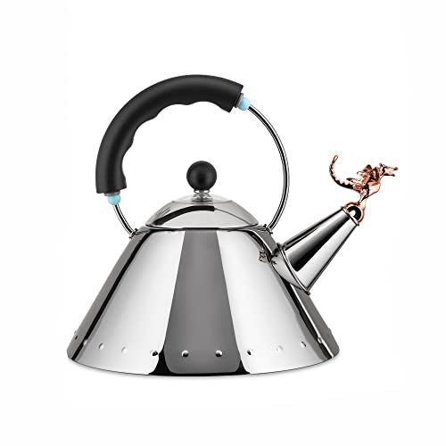 Alessi | Tea Rex - Design Kettle with Handle and Dragon-Shaped Whistle, Stainless Steel, Black - Image 1