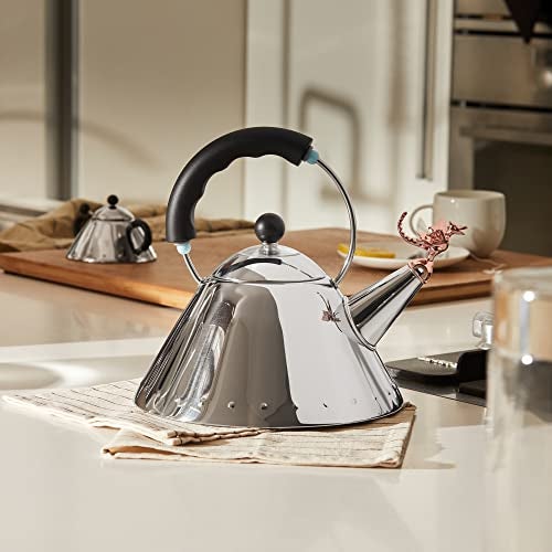 Alessi | Tea Rex - Design Kettle with Handle and Dragon-Shaped Whistle, Stainless Steel, Black - Image 5