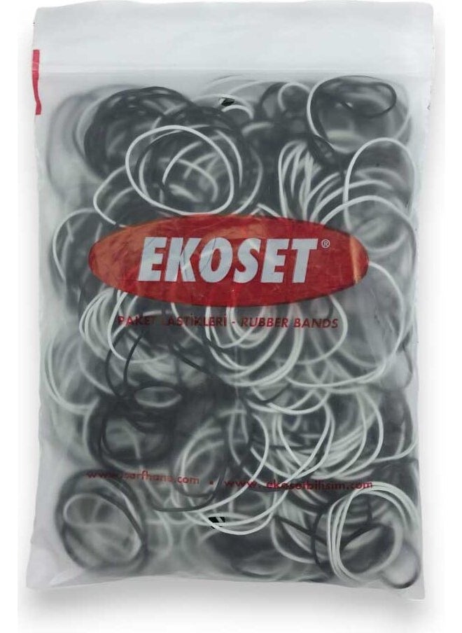 Ekoset 500 Pieces Black and White Money Elastic 70 mm  - Image 1
