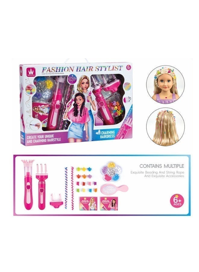 Twisoo Fashion Hair Stylist Automatic Hair Braider Kit for Girls | Electric Hair Braiding Machine | DIY Hair Styling Set with Beads, Threads & Hair Accessories | Beauty Salon Toy | Gift for Kids 6+ - Image 3