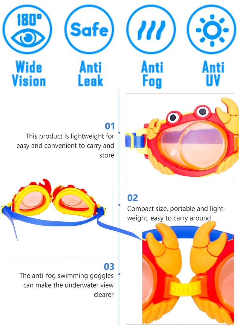 QUTOOB Swim Goggles for Kids Super Cute Swimming Goggles With Clear and Wide Vision, No Leaking Swimming Goggles UV Protection Swim Eye Wear Glasses, , Soft And Durable Swimming Goggles For Children - Image 3