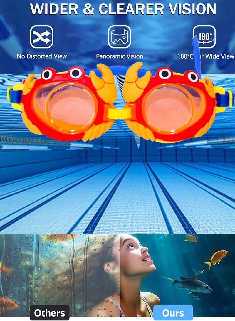 QUTOOB Swim Goggles for Kids Super Cute Swimming Goggles With Clear and Wide Vision, No Leaking Swimming Goggles UV Protection Swim Eye Wear Glasses, , Soft And Durable Swimming Goggles For Children - Image 2