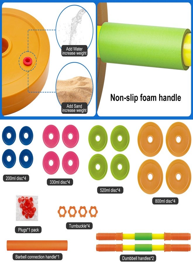 Hitish Kids Exercise Weight Set, 2-In-1 Barbell and Dumbbell Workout Equipment, Toddler Beginner Gym Toy for Pretend Play Lifting Exercise & Fitness, Adjustable Fill with Sand or Water - Image 5