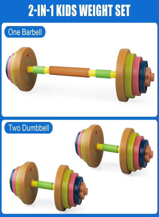 Hitish Kids Exercise Weight Set, 2-In-1 Barbell and Dumbbell Workout Equipment, Toddler Beginner Gym Toy for Pretend Play Lifting Exercise & Fitness, Adjustable Fill with Sand or Water - Image 2