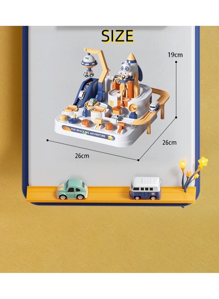 Kids Space Themed Toy Car Set Taxiway Toy Car,Small Train Rail Car Car Break Through The Big Adventure Parking Lot Sliding Children's Toys ,Educational Games，With 4 Cars Holiday Gifts for Boys and Girls For 3+ Years  - Image 2