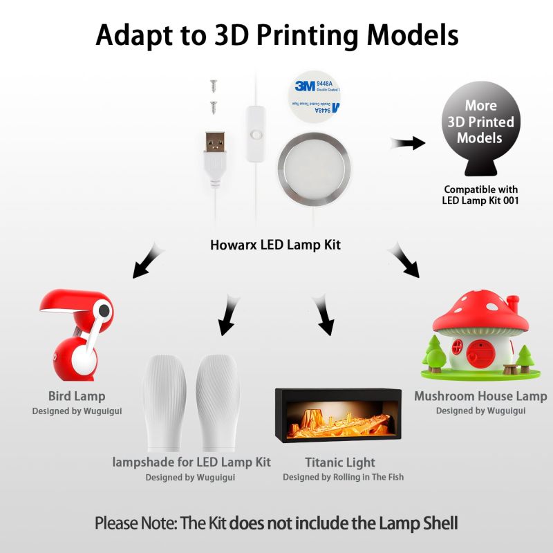 عدة إضاءة LED عبر USB مكونة من 5 قطع - مصباح طابعة LED - شريط إضاءة دافئة بتوصيل USB سهل للغاية، إكسسوار مناسب لطابعات Bambu Lab H2D A1 P1S X1C ثلاثية الأبعاد - Image 2