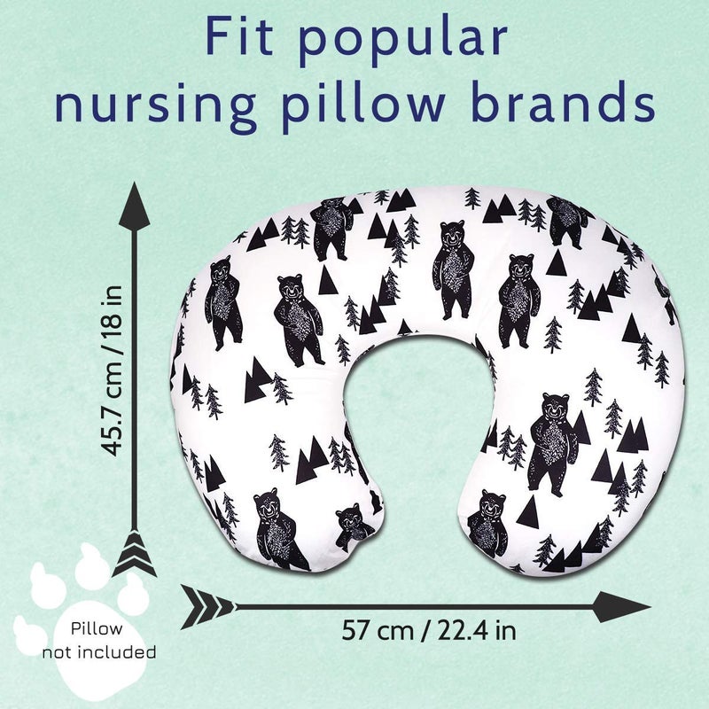 TANOFAR Bear Nursing Pillow Cover, Breastfeeding Pillow Slipcover for Baby Boys & Girls, Nursing Pillow Case for Newborn, Soft Fabric Fits Snug On Infant, Washable & Breathable, Black & White Animal - Image 5