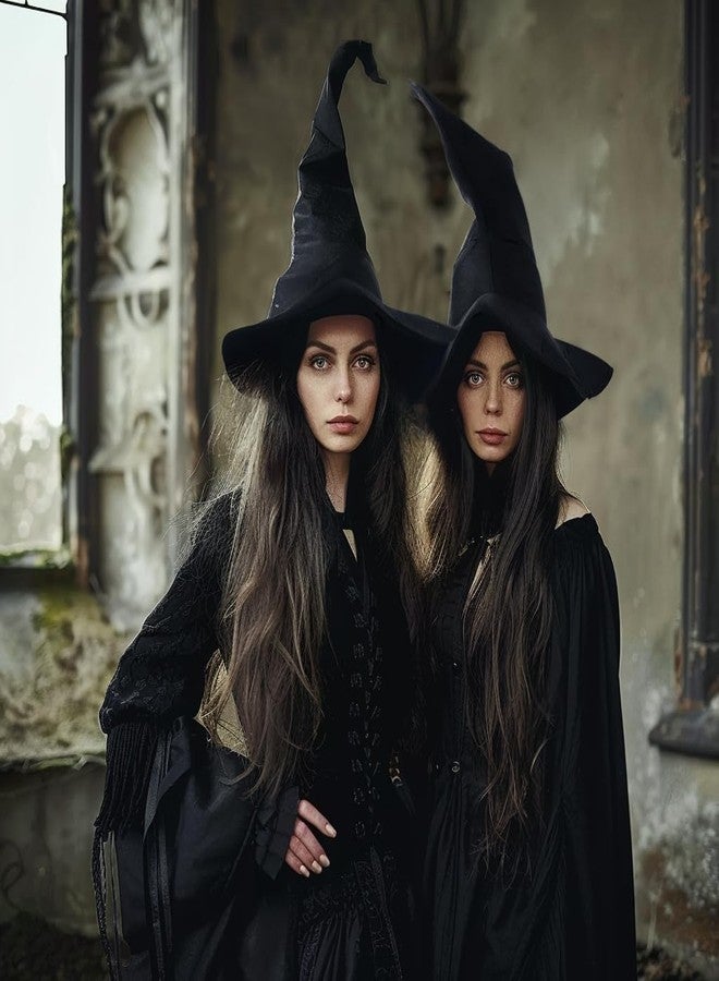 HOMELEX Black Witch Hat Adult Wizard Hat Sorcerer Accessories Halloween - Image 3