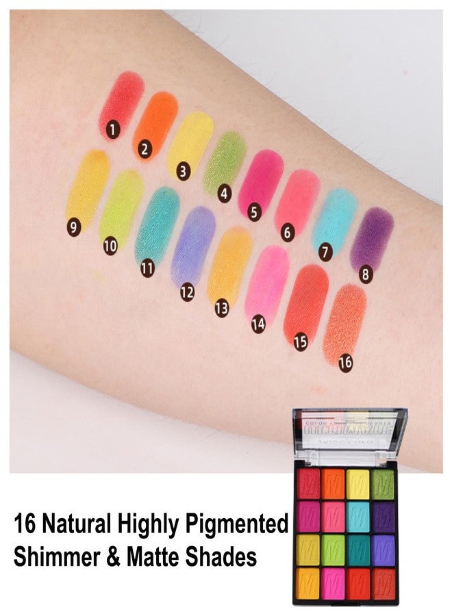 RoseFlower 16 Colors Colorful Eyeshadow Palette, Colorful Eyeshadow with Metallic and Matte Finishes, High-Pigment Eye Makeup Pallet with a Long-Wearing Formula, Eyeshadow Pallet for Halloween Parties Christmas - Image 2