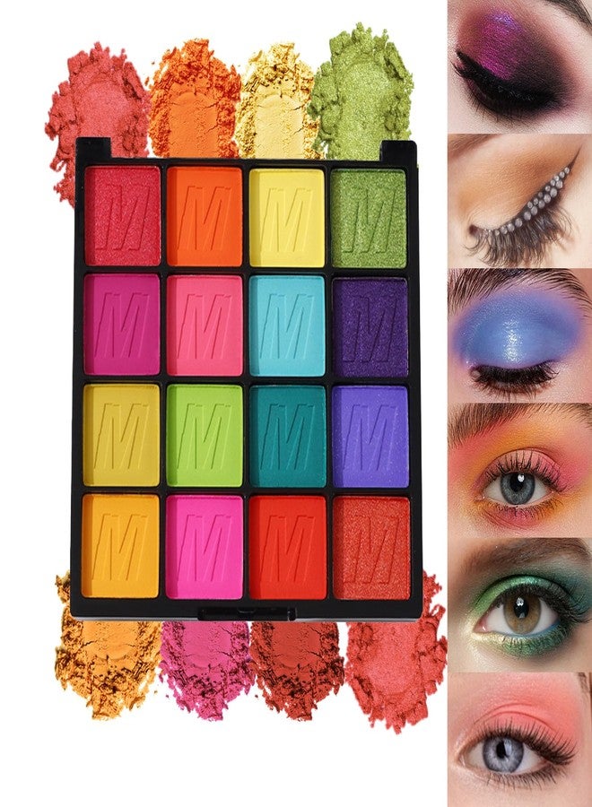 RoseFlower 16 Colors Colorful Eyeshadow Palette, Colorful Eyeshadow with Metallic and Matte Finishes, High-Pigment Eye Makeup Pallet with a Long-Wearing Formula, Eyeshadow Pallet for Halloween Parties Christmas - Image 1