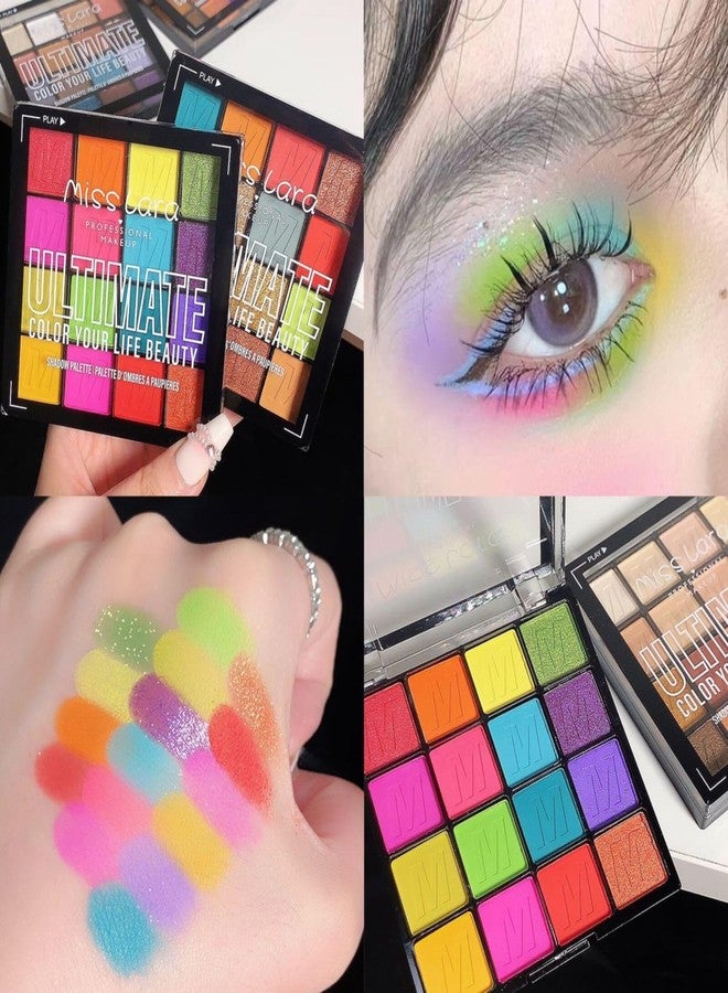 RoseFlower 16 Colors Colorful Eyeshadow Palette, Colorful Eyeshadow with Metallic and Matte Finishes, High-Pigment Eye Makeup Pallet with a Long-Wearing Formula, Eyeshadow Pallet for Halloween Parties Christmas - Image 4