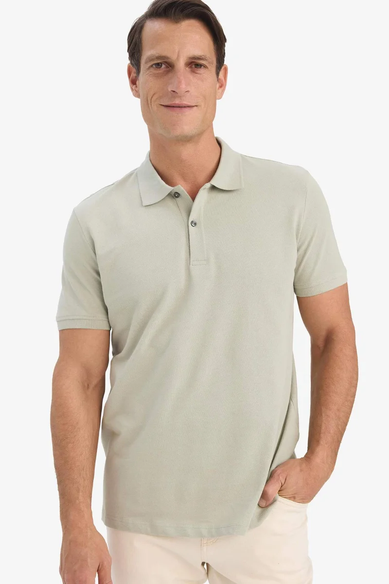 ديفاكتو Regular Fit Short Sleeve Basic Cotton Polo T-Shirt