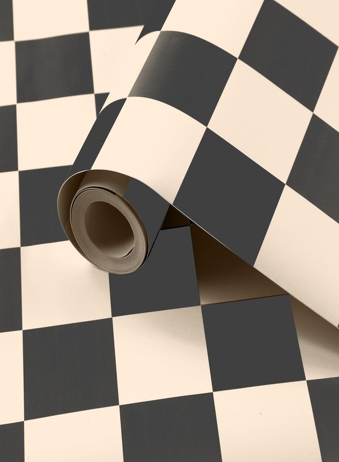 Drydiet Black Brown Checkered Peel and Stick Wallpaper 70s Retro Funky Checkered Contact Paper Geometric Waterproof Wallpaper Neutral Checkerboard Decor for Bathroom Cabinet(9.8' x 15.75'') - Image 2
