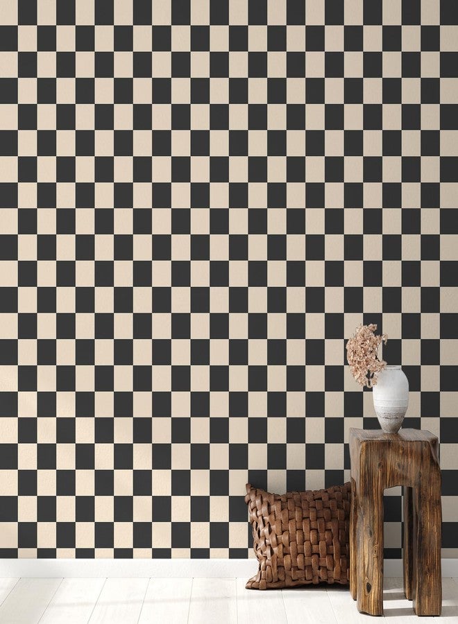 Drydiet Black Brown Checkered Peel and Stick Wallpaper 70s Retro Funky Checkered Contact Paper Geometric Waterproof Wallpaper Neutral Checkerboard Decor for Bathroom Cabinet(9.8' x 15.75'') - Image 5