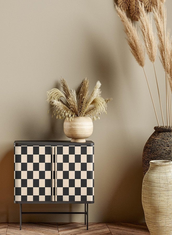 Drydiet Black Brown Checkered Peel and Stick Wallpaper 70s Retro Funky Checkered Contact Paper Geometric Waterproof Wallpaper Neutral Checkerboard Decor for Bathroom Cabinet(9.8' x 15.75'') - Image 3