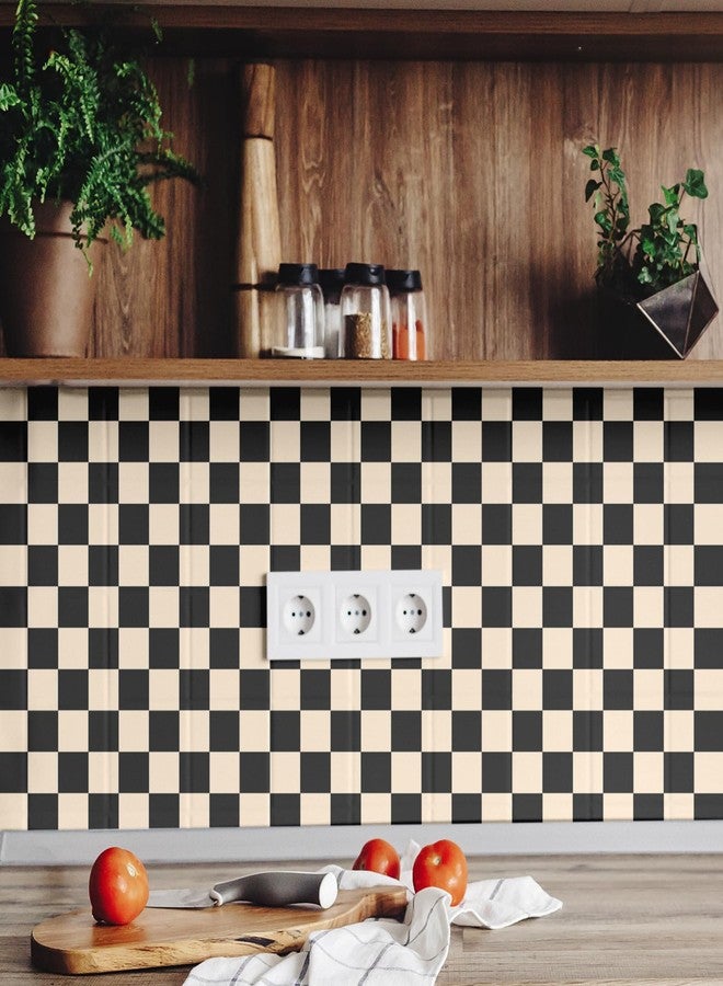 Drydiet Black Brown Checkered Peel and Stick Wallpaper 70s Retro Funky Checkered Contact Paper Geometric Waterproof Wallpaper Neutral Checkerboard Decor for Bathroom Cabinet(9.8' x 15.75'') - Image 4