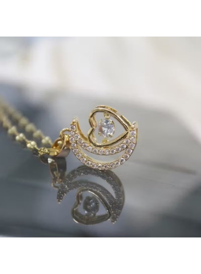 aeen Elegant 14K Gold Plated Heart & Moon Pendant Necklace for Women – Hypoallergenic Romantic Jewellery, Perfect Gift for Mom, Wife & Mother’s Day - Image 5