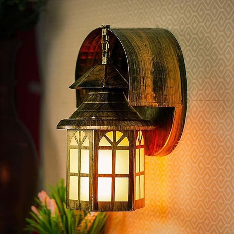 SINOMAN Golden Antique Design Metal Wall Light Sconce Lamp for Dining BedroomLiving RoomRestaurantsCoffee Shop Balcony Home Office Decor Without Bulb - Image 1