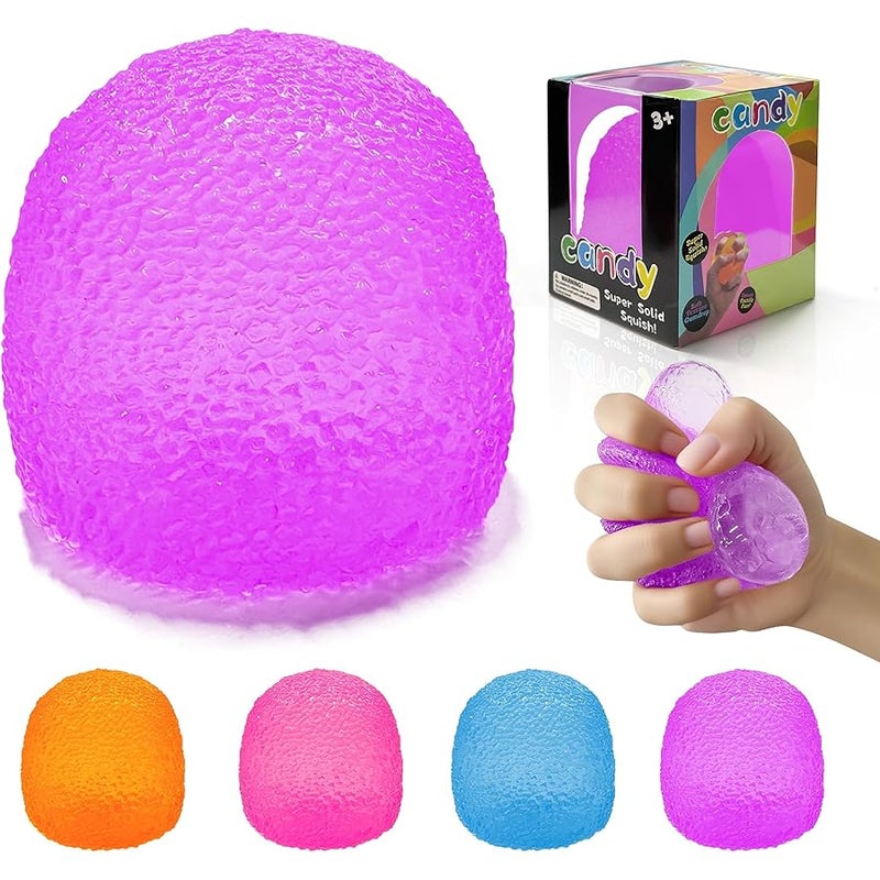 QITAI Squishy Fidget Toys Stress for Kids and Adults, Super Solid Squeeze Ball,Sensory for Stress Relief, Birthday, Easter Basket Stuffers and Party Favors (Purple) - Image 1
