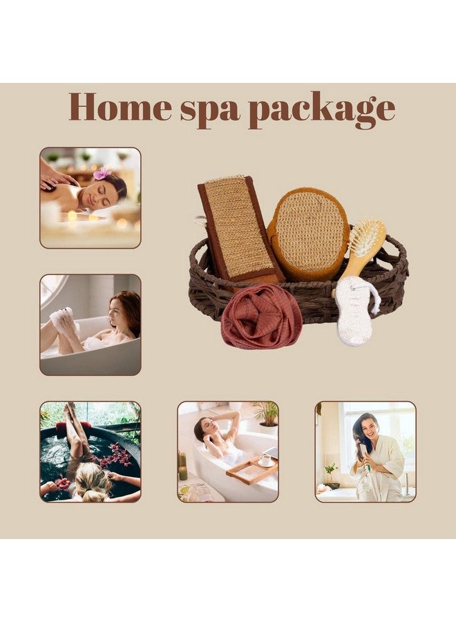 TGOPIT مجموعة هدايا الحمام الفاخرة TGOPIT مجموعة العناية بالجسم من الخشب الطبيعي طقم سبا فرشاة الوجه إسفنجة قفاز الحمام حزام مجموعة فرشاة فرك الاستحمام - Image 2