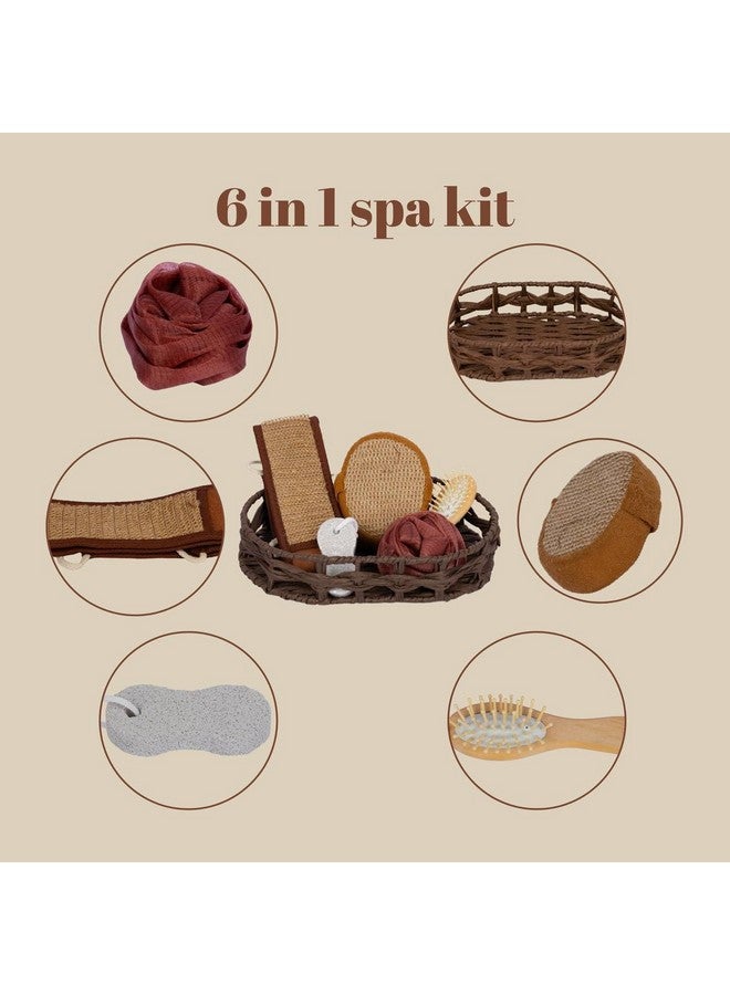 TGOPIT مجموعة هدايا الحمام الفاخرة TGOPIT مجموعة العناية بالجسم من الخشب الطبيعي طقم سبا فرشاة الوجه إسفنجة قفاز الحمام حزام مجموعة فرشاة فرك الاستحمام - Image 5