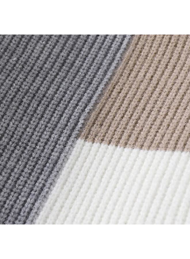 Playboy Men's Pullover Sweater Spring Autumn Winter Stretch Casual Crew Neck Warm Knit Khaki 2XL - Image 3