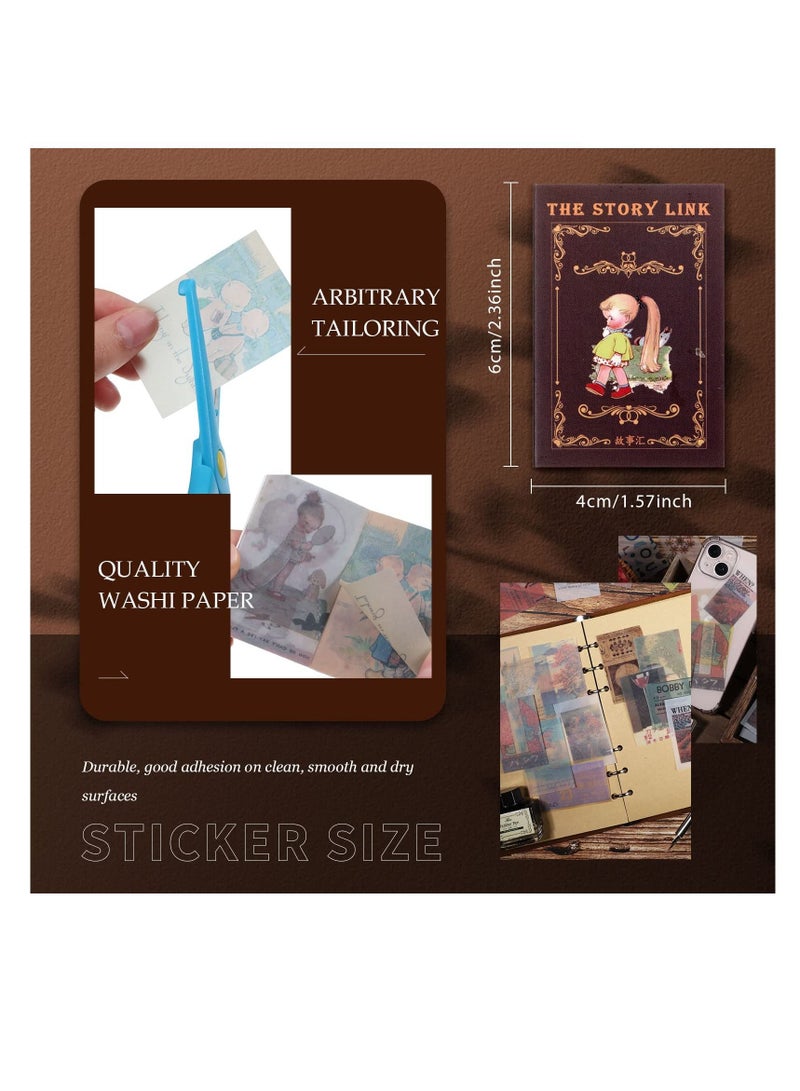 SYOSI 300 PCS Old Washi Stickers for Journaling and Journaling, Vintage Aesthetic Stickers, Retro Scrapbooking Paper, Scrapbooking Supplies, for Journal, Planner, Card, Album, Crafts, 1.57 x 2.36 inches - Image 3