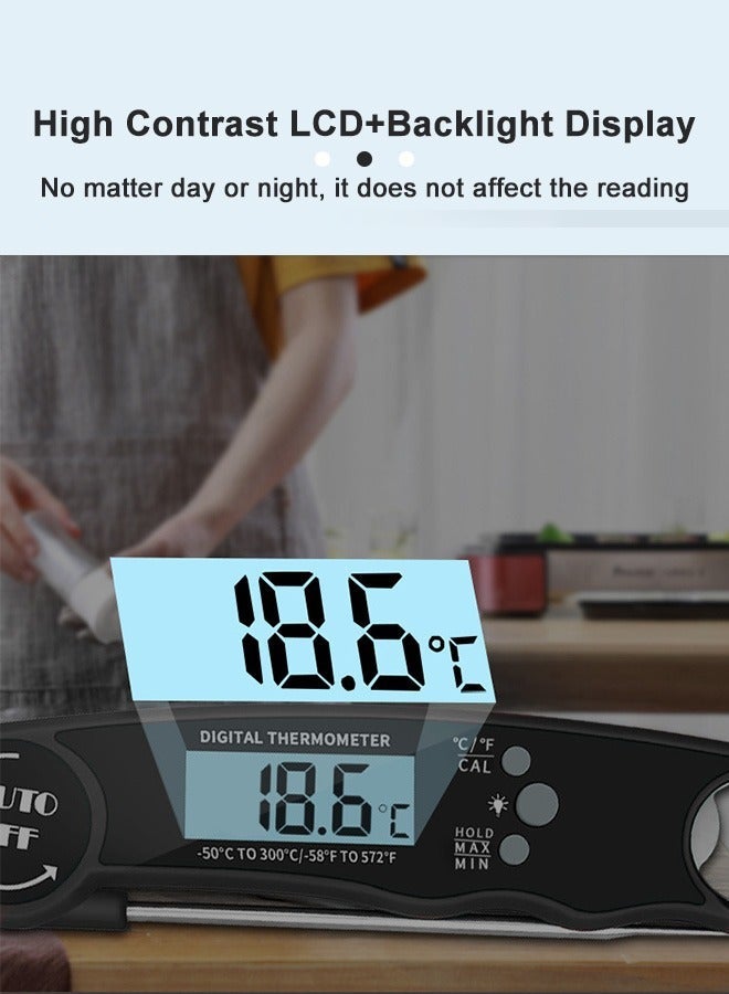 viola Digital Meat Thermometer for Cooking with Ambidextrous Backlit Waterproof Kitchen Food BBQ Grill Smoker Oil Fry Candy Instant Read Thermometer Black - Image 4