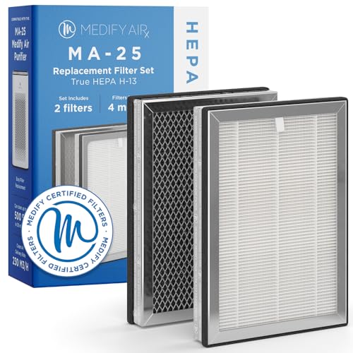 Medify Air Medify MA-25 Genuine Replacement Filter Set for Allergens, Smoke, Wildfires, Dust, Odors, Pollen, Pet Dander | 3 in 1 with Pre-filter, HEPA H13 and Activated Carbon | Removal to 0.1 Microns | 1-Pack - Image 1
