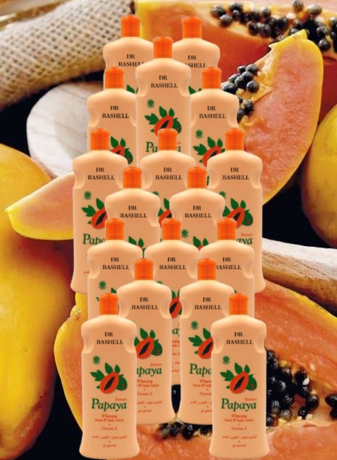 RASHELL 17 Pieces Extract Papaya Whitening Hand And Body Lotion 600ML - Image 1