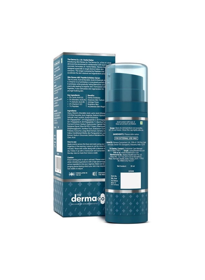 ذا ديرما كو . X Dr.V Skin Renew Abc Peptide Exfoliator Serum مع حمض المندليك وحمض اللبنيك وحمض الساليسيليك والببتيدات 30 مل 1٪ حمض الساليسيليك يسرع تجديد البشرة ويقلل العيوب والبقع الداكنة - Image 2