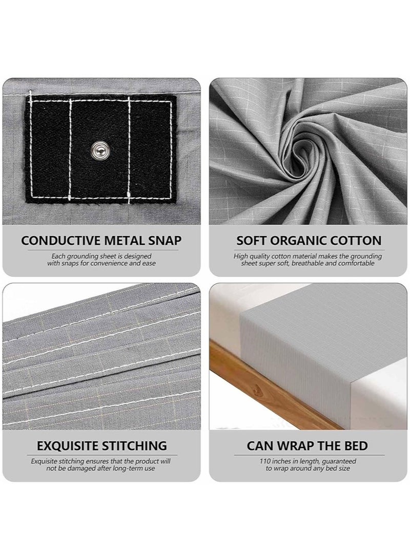 HaLunhi Grounding Sheet，Grounding Mat for Bed，10% Silver Fiber Grounding Fitted Sheet，Suitable for All Mattress Sizes，Including Grounding Wire Adapter (60*265cm，Dark Gray)  - Image 5