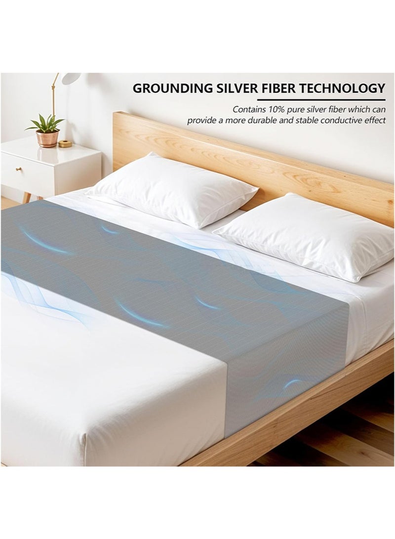 HaLunhi Grounding Sheet，Grounding Mat for Bed，10% Silver Fiber Grounding Fitted Sheet，Suitable for All Mattress Sizes，Including Grounding Wire Adapter (60*265cm，Dark Gray)  - Image 3