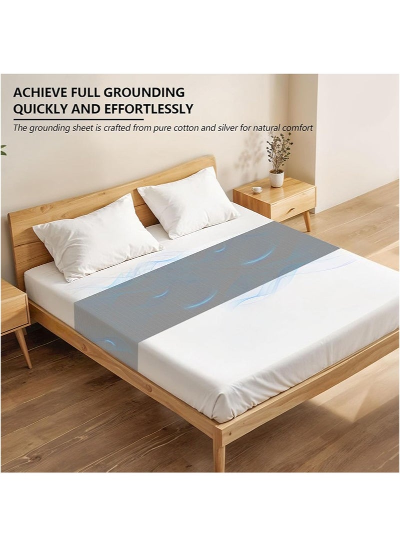 HaLunhi Grounding Sheet，Grounding Mat for Bed，10% Silver Fiber Grounding Fitted Sheet，Suitable for All Mattress Sizes，Including Grounding Wire Adapter (60*265cm，Dark Gray)  - Image 2